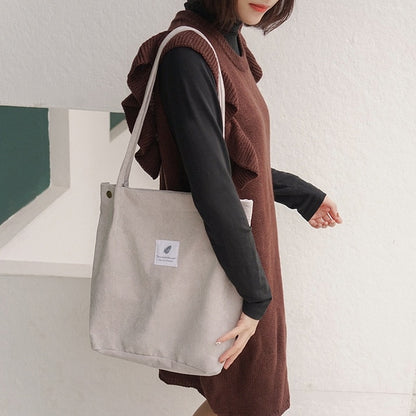 Corduroy Canvas Shoulder Bags for Women