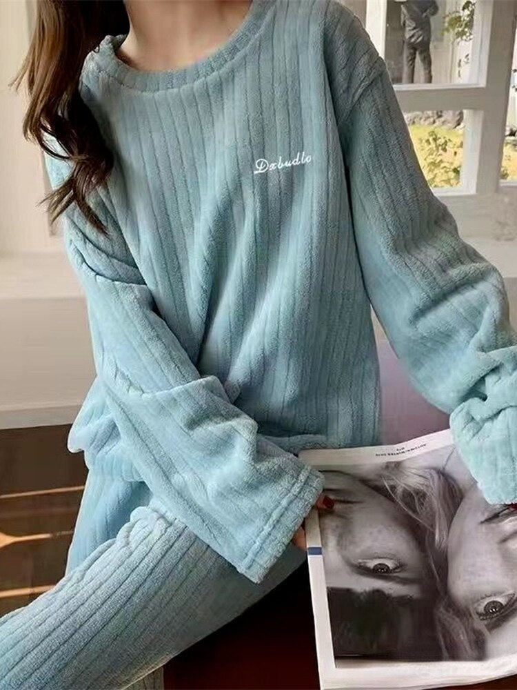 Conjunto de pijama de terciopelo suave de invierno