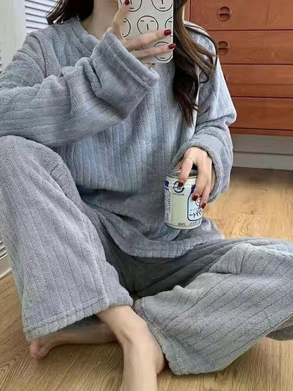 Conjunto de pijama de terciopelo suave de invierno