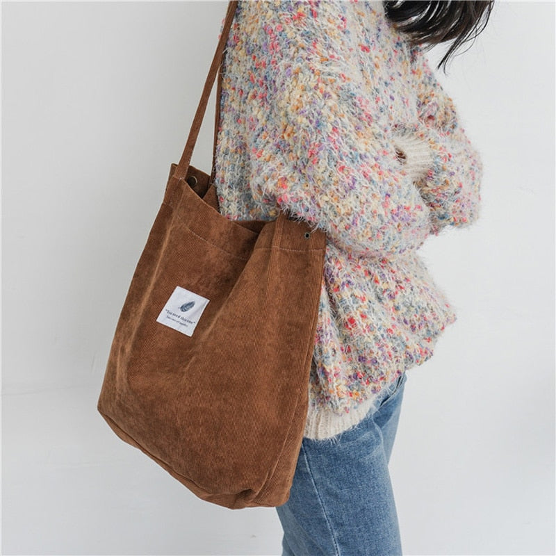 Corduroy Canvas Shoulder Bags for Women