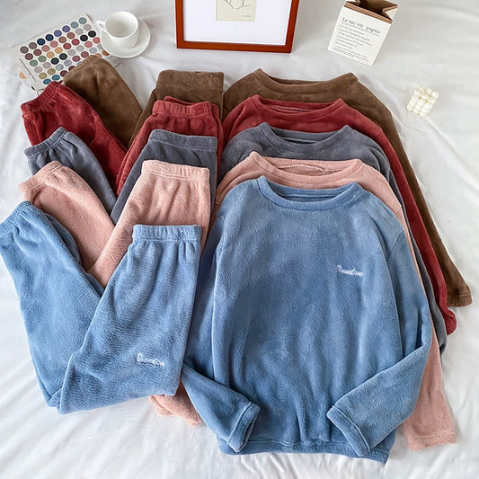 Conjunto de pijama de terciopelo suave de invierno