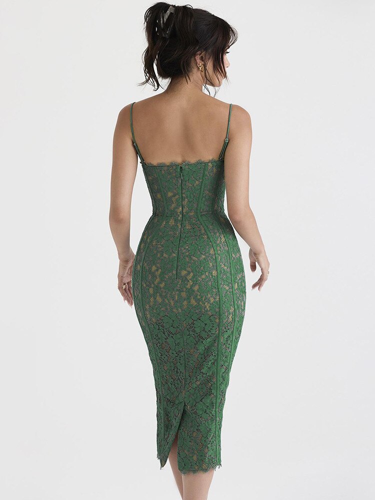 Elegant backless midi dress